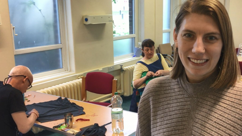 Rachael Edwards, Project Manager at Sustainable Merton at a Project Preloved sewing workshop.