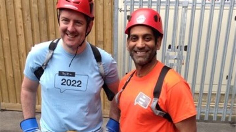 Dr Mohan Sekeram pictured with Barry Causer promoting healthy activity at a sports club.