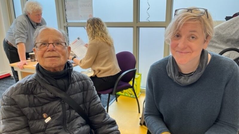 Mohammad Igaz from Wandsworth Macular Society Support Group with Chris Andrew from Katherine Low Settlement