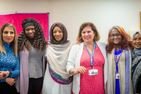 Line up of attendees at Shanklin Village Eid party in Sutton