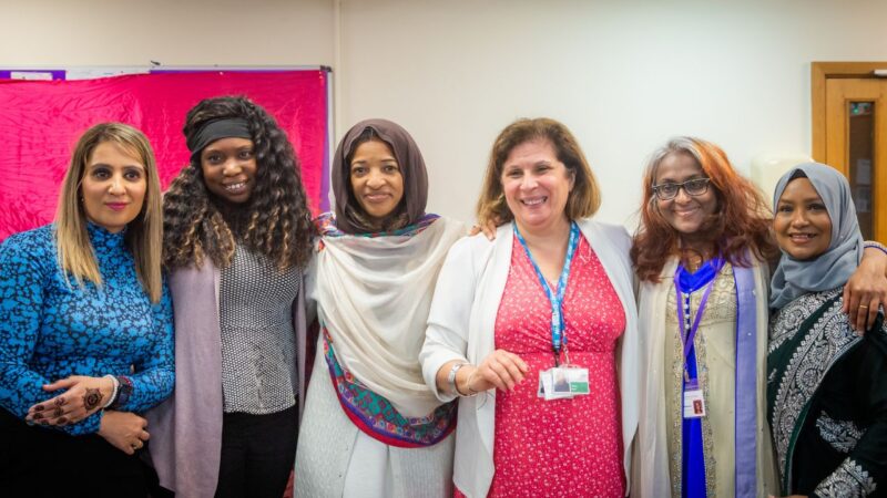 Line up of attendees at Shanklin Village Eid party in Sutton