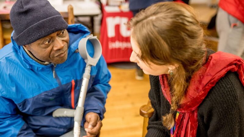 Grace Kettlewell from homeless charity SPEAR with a client